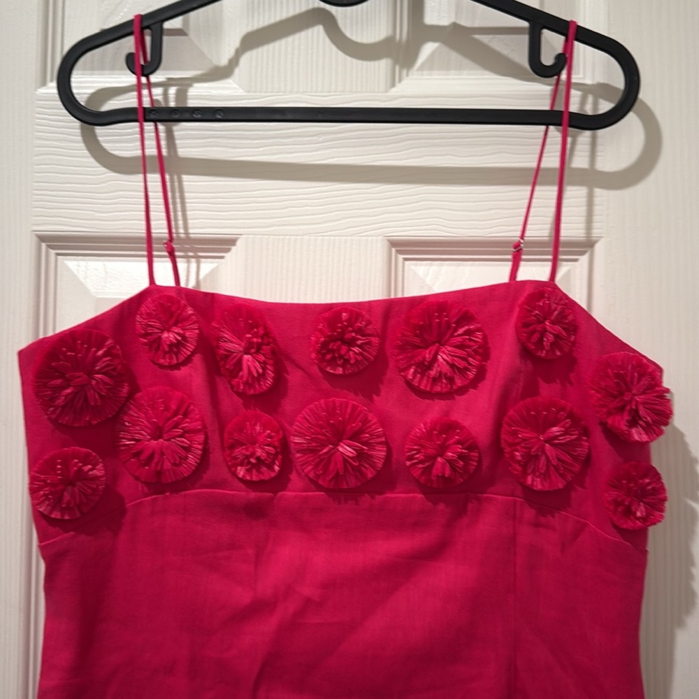 ANTONIO MELANI Hot Pink Floral-Trim Midi Dress - Picture 5 of 8